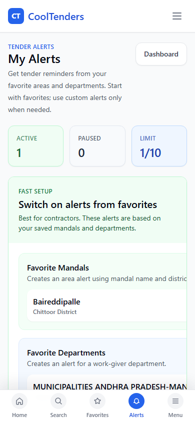 Set alerts screenshot